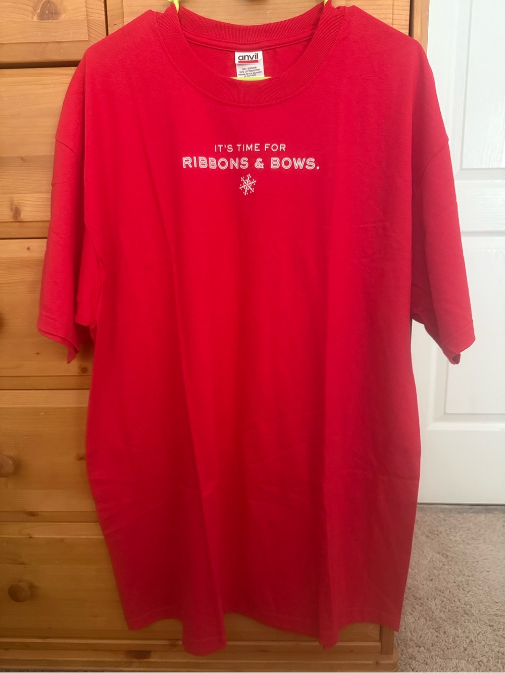 Starbucks Anvil Red Graphic Tee with White Holiday Text